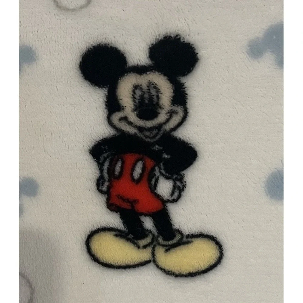 Disney Baby Classic Mickey Mouse Fleece Blanket White Blue Red 37x28 Soft Lovey
